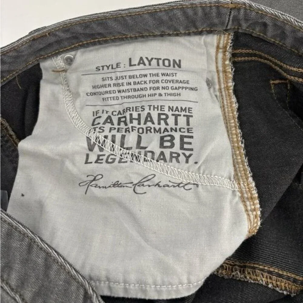 Carhartt Layton Jeans Women’s 12 Slim Fit Gray Streetwear Festival Minimalist - Picture 7 of 12